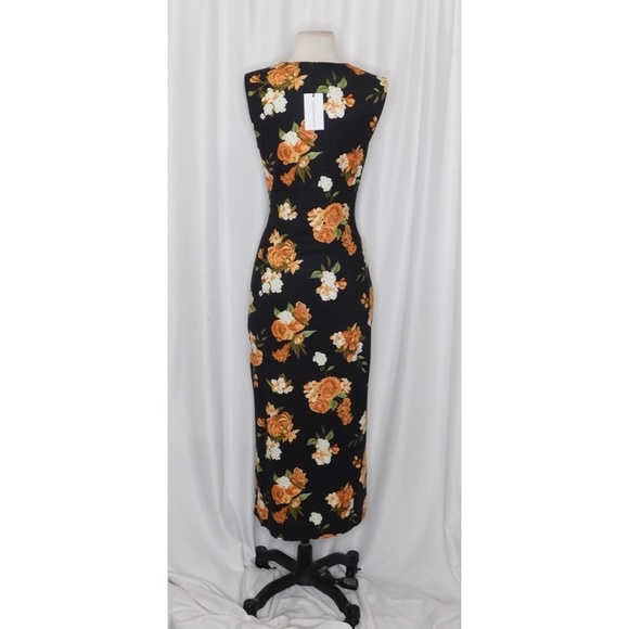NWT!! WEWOREWHAT Muscle Tank Midi Dress Black Floral Stretch Cottagecore Medium - Picture 9 of 16